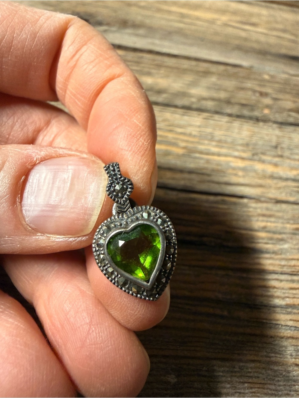 Heart Shaped Green Gemstone Pendant Necklace